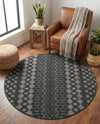 Garden Lattice Charm Collection Area Rug -  Pergola (Charcoal) Round Charcoal  lifestyle 43