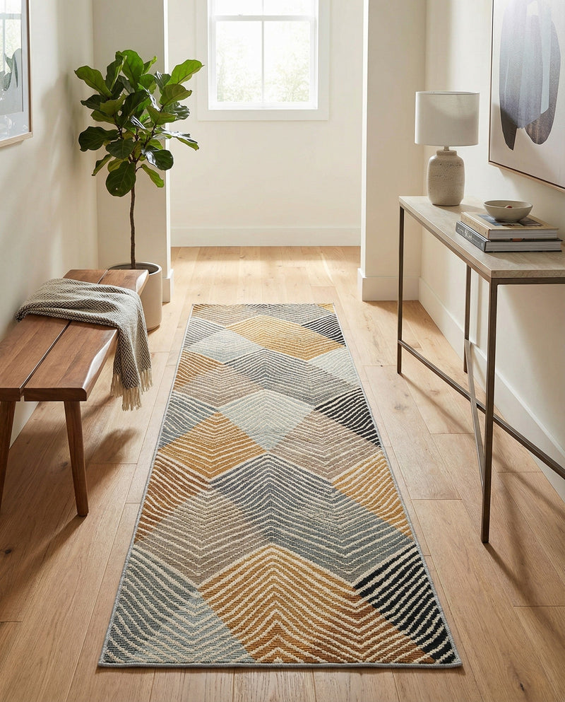 Urban Terrace Collection Area Rug - Metropolis Runner Gray  lifestyle 70