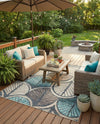 Outdoor Marrakesh Collection Area Rug -  Rabat Rectangle Gray Blue Ivory  lifestyle 18