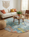 Caribbean Breeze Collection Area Rug -  Quantic Round Blue  lifestyle 36