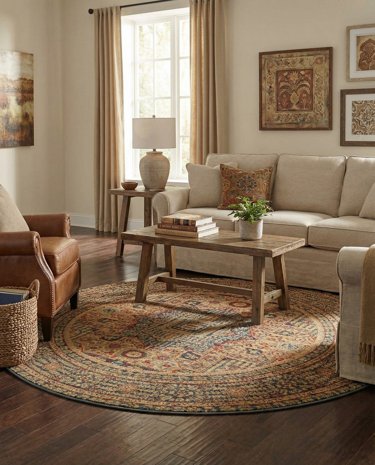 Ottoman Elegance Collection Area Rug - Sultan Round Blue  lifestyle 179