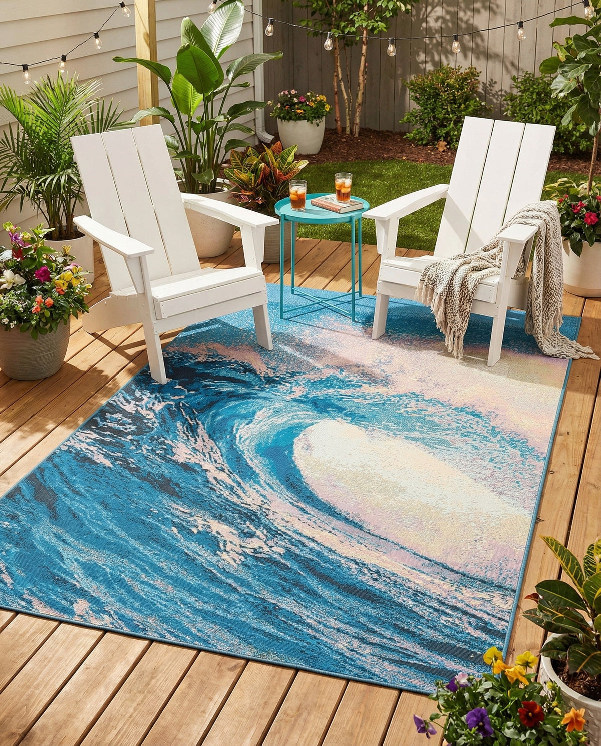 Urban Terrace Collection Area Rug - Veranda Rectangle Blue  lifestyle 10