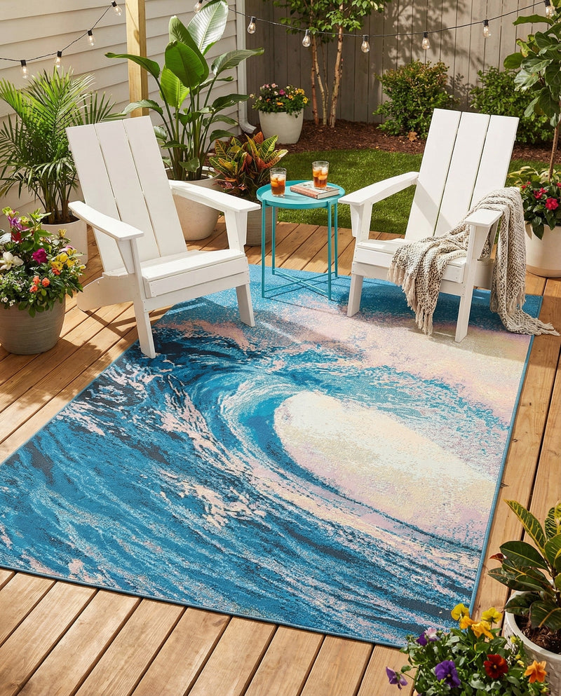 Urban Terrace Collection Area Rug - Veranda Rectangle Blue  lifestyle 10