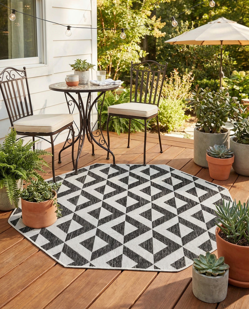 Urban Oasis Rugs Collection Area Rug -  Highrise (Charcoal Gray) Octagon Charcoal Gray  lifestyle 48