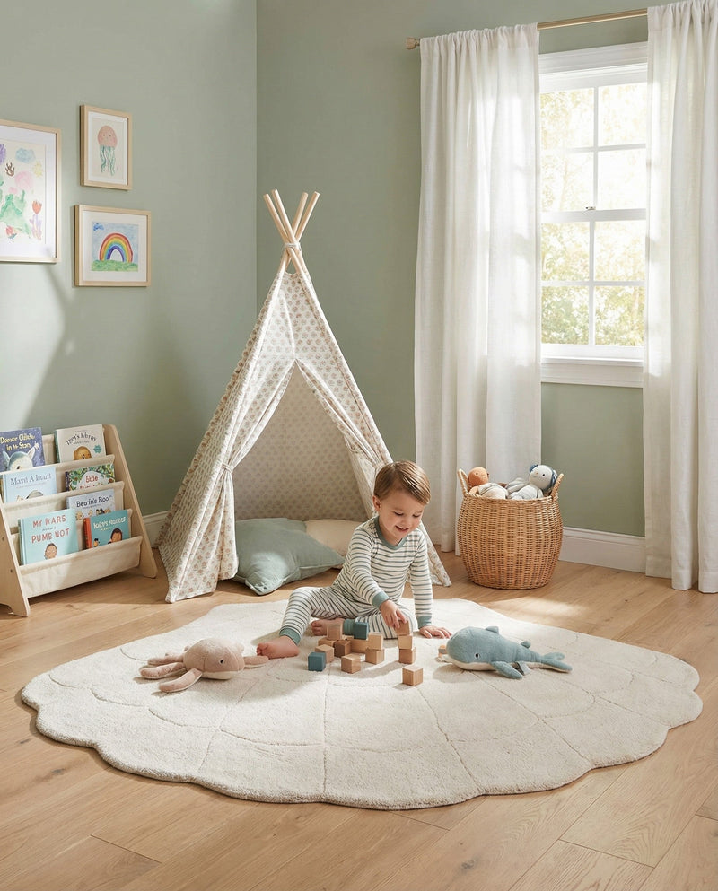 Whimsy Wonders Wool Collection Area Rug -  Canyon Rectangle Ivory  lifestyle 8