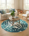 Seaside Blooms Collection Area Rug -  Provence Round Teal blue  lifestyle 18