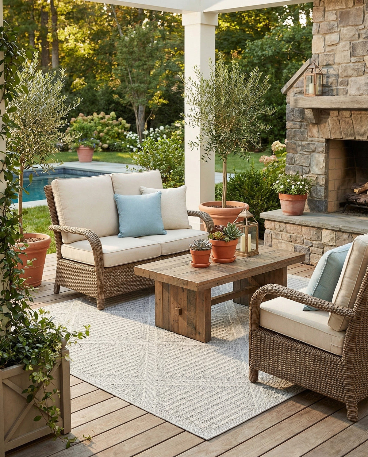 Savannah Pergola Collection Area Rug -  Eden Square Light Gray  lifestyle 180