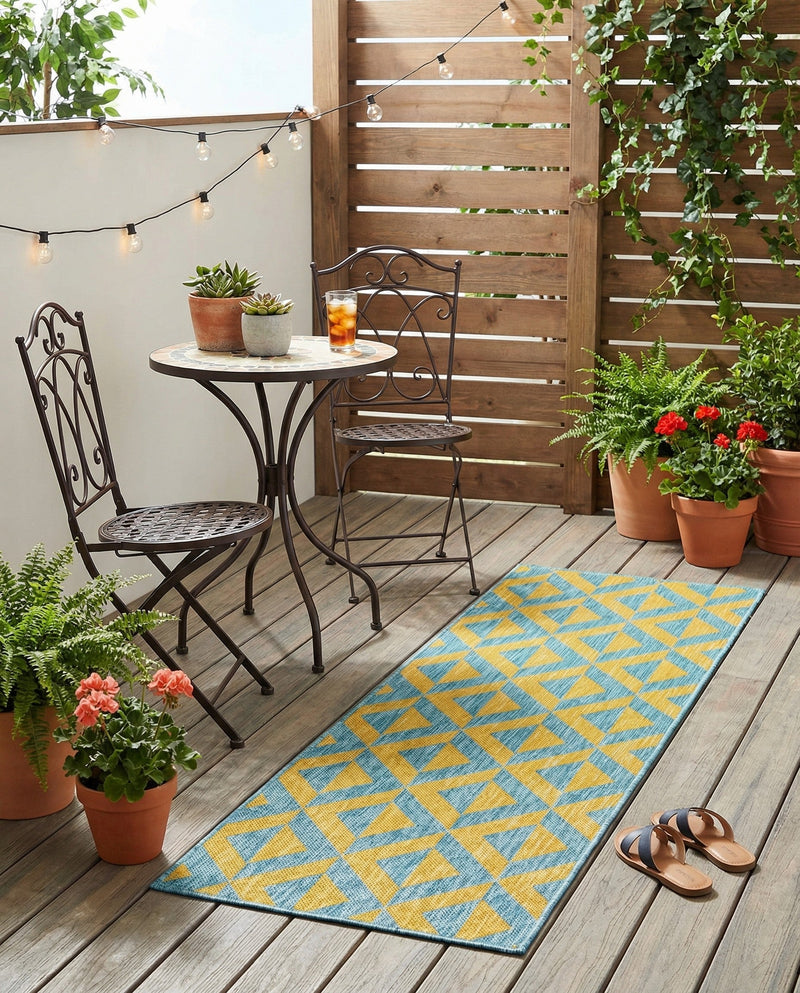 Urban Oasis Rugs Collection Area Rug -  Highrise (Yellow and Aqua) Runner Yellow and Aqua  lifestyle 58