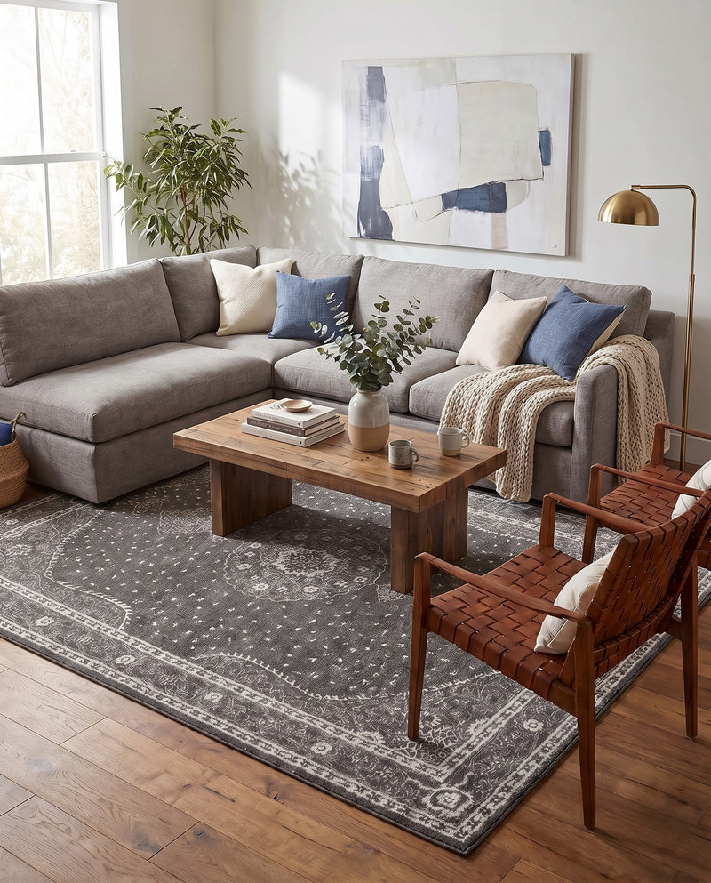 Dover Terrace Collection Area Rug - Marina (Dark Gray) Rectangle Dark Gray  lifestyle 24