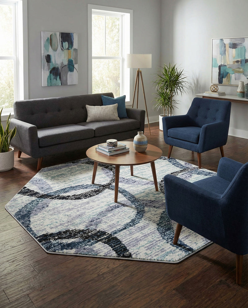 Santa Fe Trails Collection Area Rug -  Taos Octagon Ivory  lifestyle 56