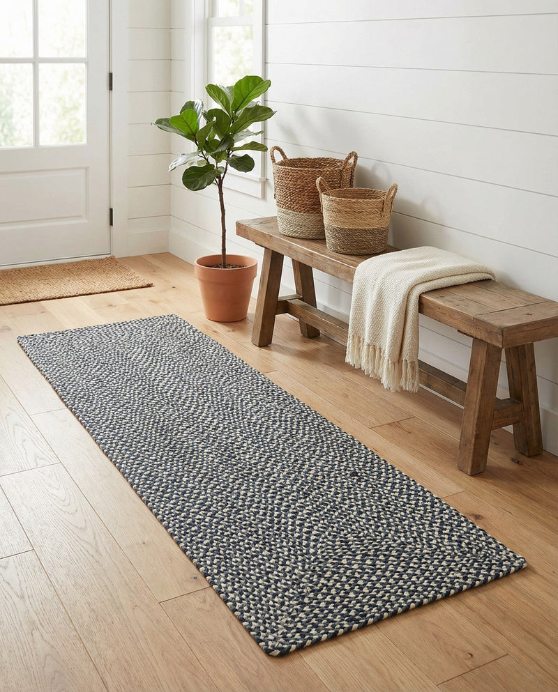 Highland Woven Jute Collection Area Rug - Glenmore (Navy Blue) Runner Navy Blue  lifestyle 48