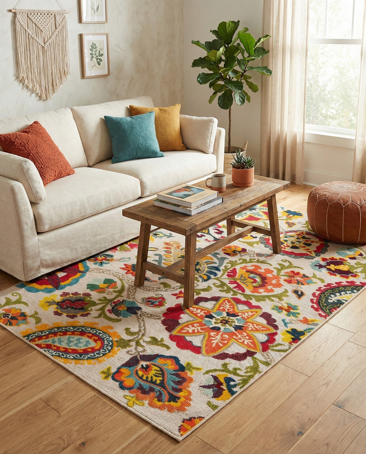 Outdoor Marrakesh Collection Area Rug - Fes Rectangle Multi Beige  lifestyle 67