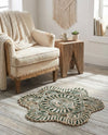 Woven Seaside Jute Collection Area Rug - Nantucket Round Green and White  lifestyle 59