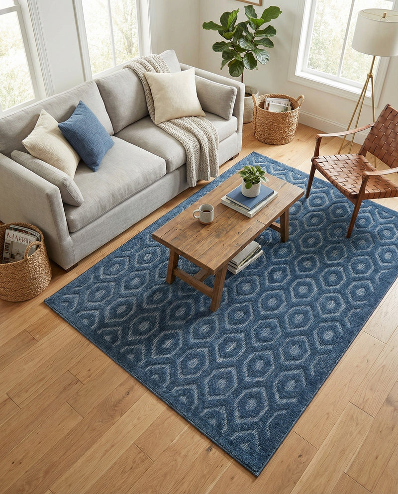 Garden Lattice Charm Collection Area Rug - Arbor (Navy Blue) Rectangle Navy Blue  lifestyle 10