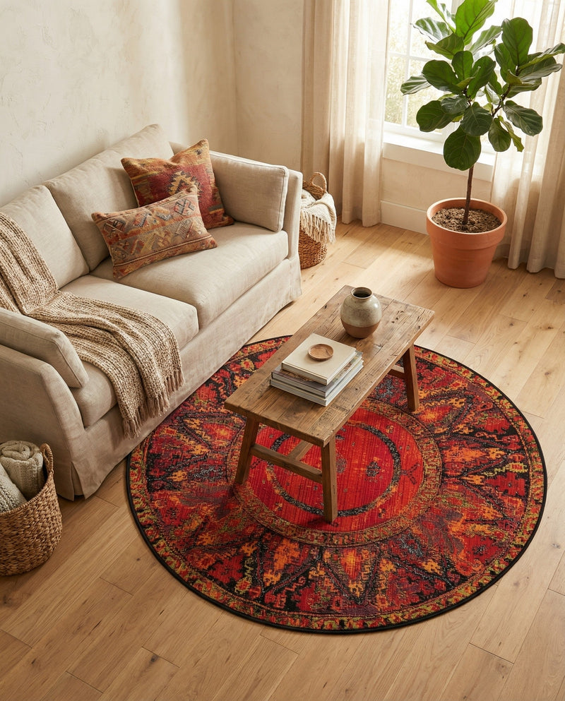 Safari Escape Rugs Collection Area Rug - Serengeti Round Multi  lifestyle 76