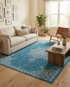 Patio Heritage Collection Area Rug -  Charleston (Teal) Rectangle Teal  lifestyle 7
