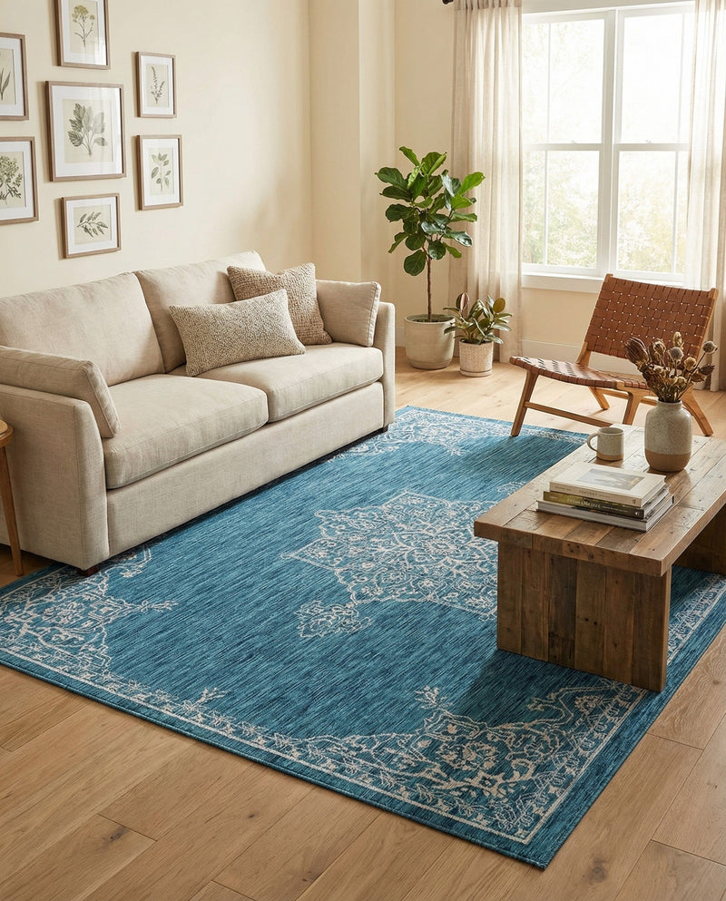 Patio Heritage Collection Area Rug -  Charleston (Teal) Rectangle Teal  lifestyle 7