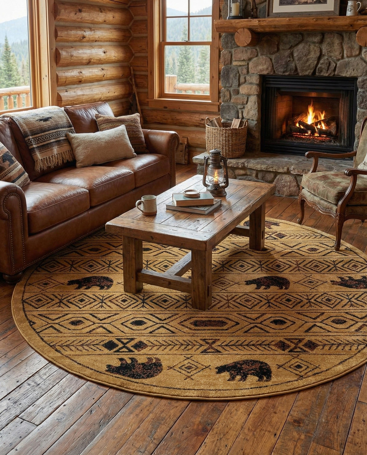 Frontier Trails Collection Area Rug -  Sedona Round Cedar  lifestyle 142