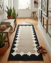 Caspian Wool Collection Area Rug - Baku Runner Gray and Black  lifestyle 43