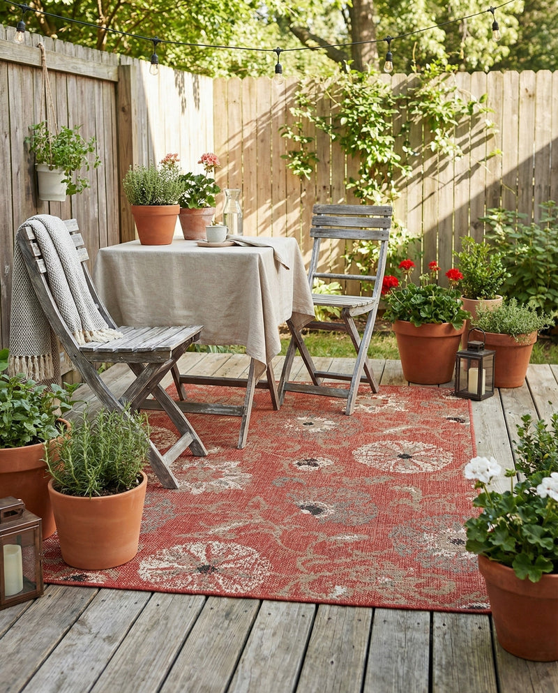 Seaside Blooms Collection Area Rug - Seychelles Rectangle Terracotta  lifestyle 24
