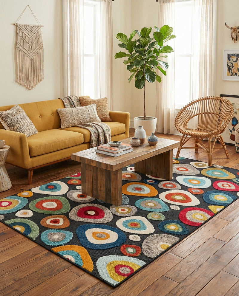 Outdoor Marrakesh Collection Area Rug -  Chefchaouen Rectangle Multi Black  lifestyle 29