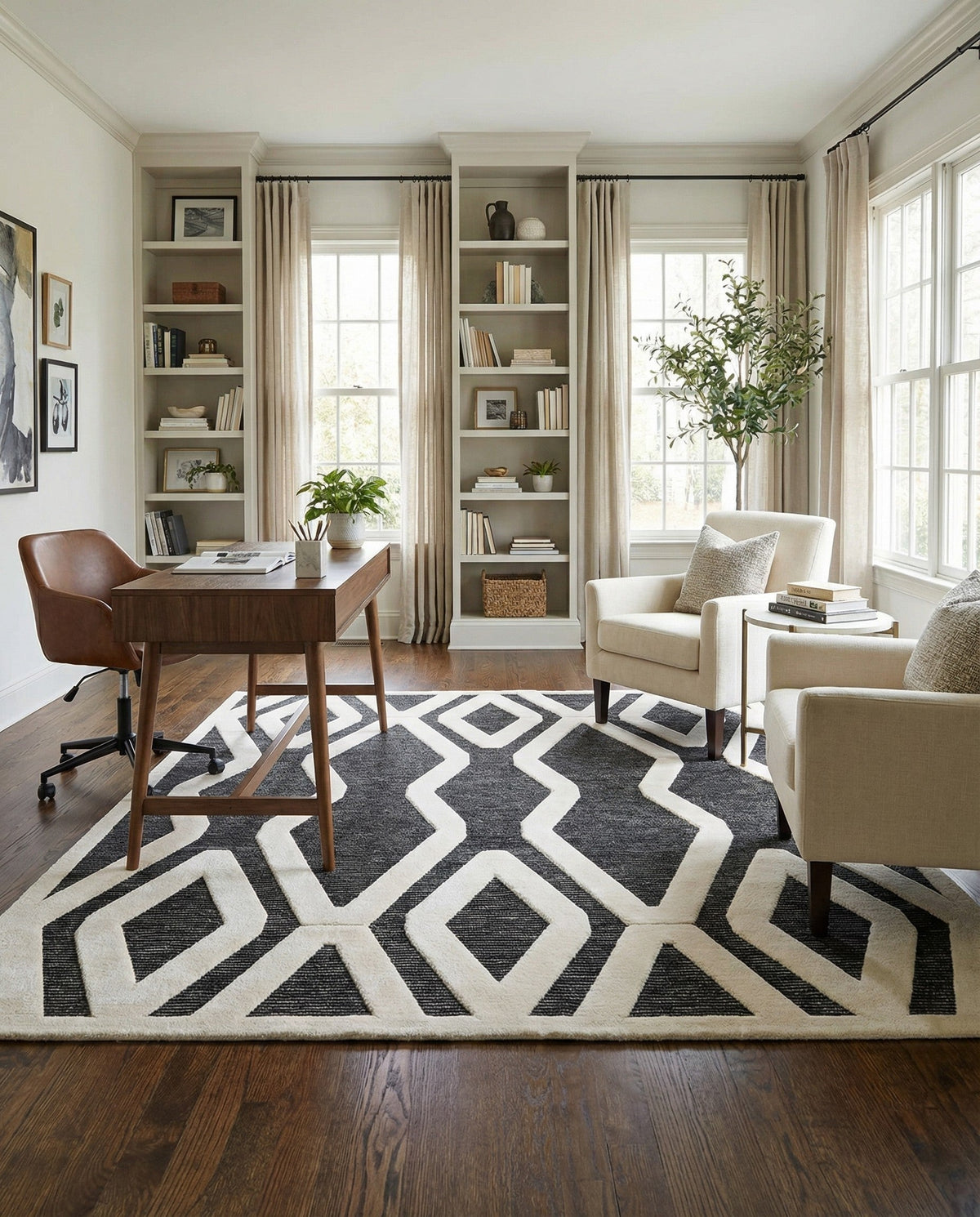 Monochrome Collection Area Rug -  Glacier Square Gray  lifestyle 122