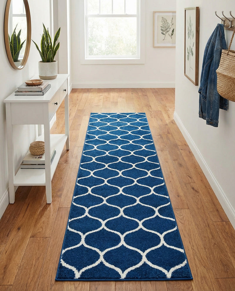 Trellis Mosaic Collection Area Rug -  Pergolatown (Navy Blue) Runner Navy Blue  lifestyle 53