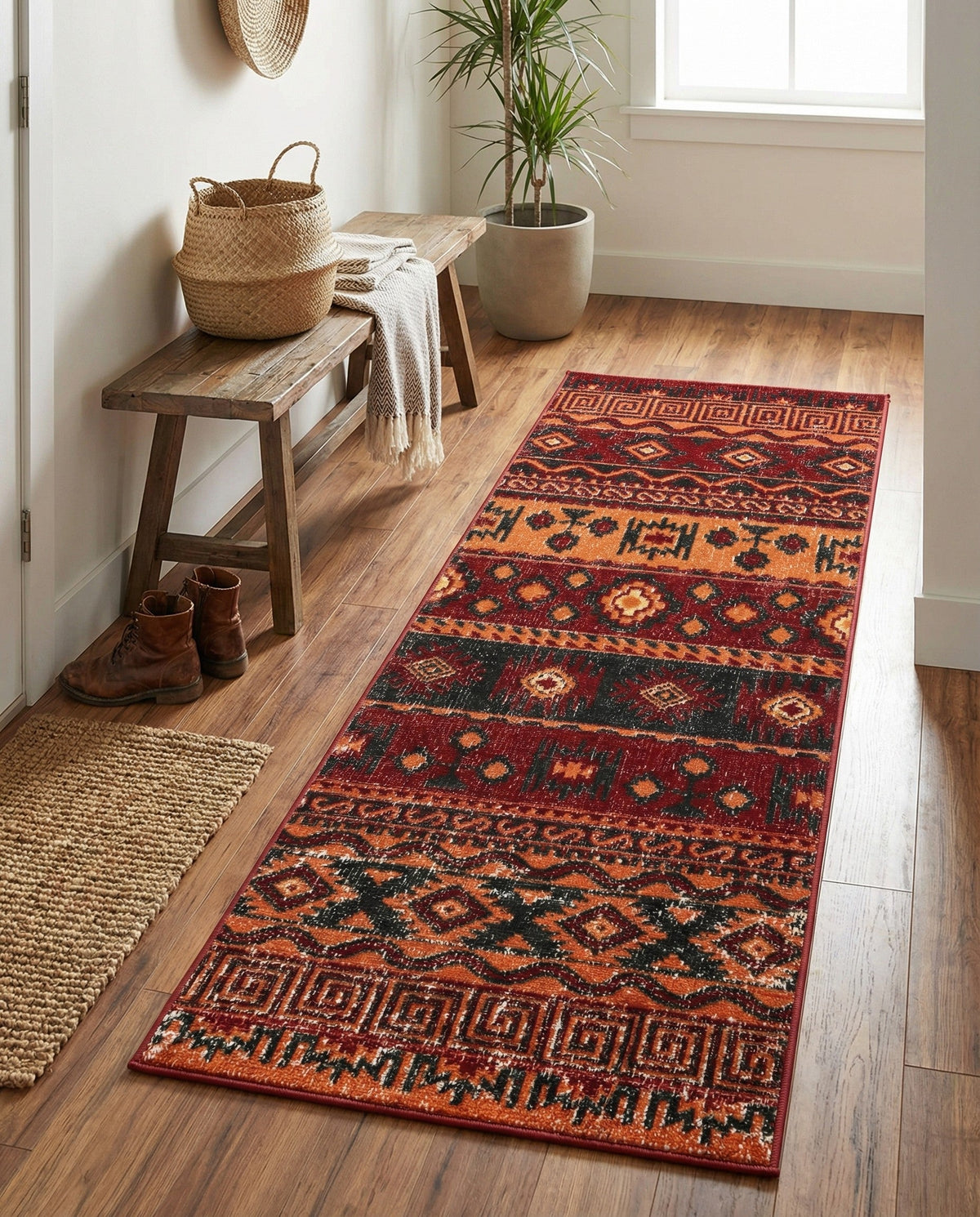 Geneva Terrace Collection Area Rug - Montreux Runner Rust Red  lifestyle 162
