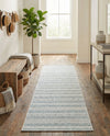 Seaside Stripes Collection Area Rug -  Boardwalk (Teal) Runner Teal  lifestyle 39