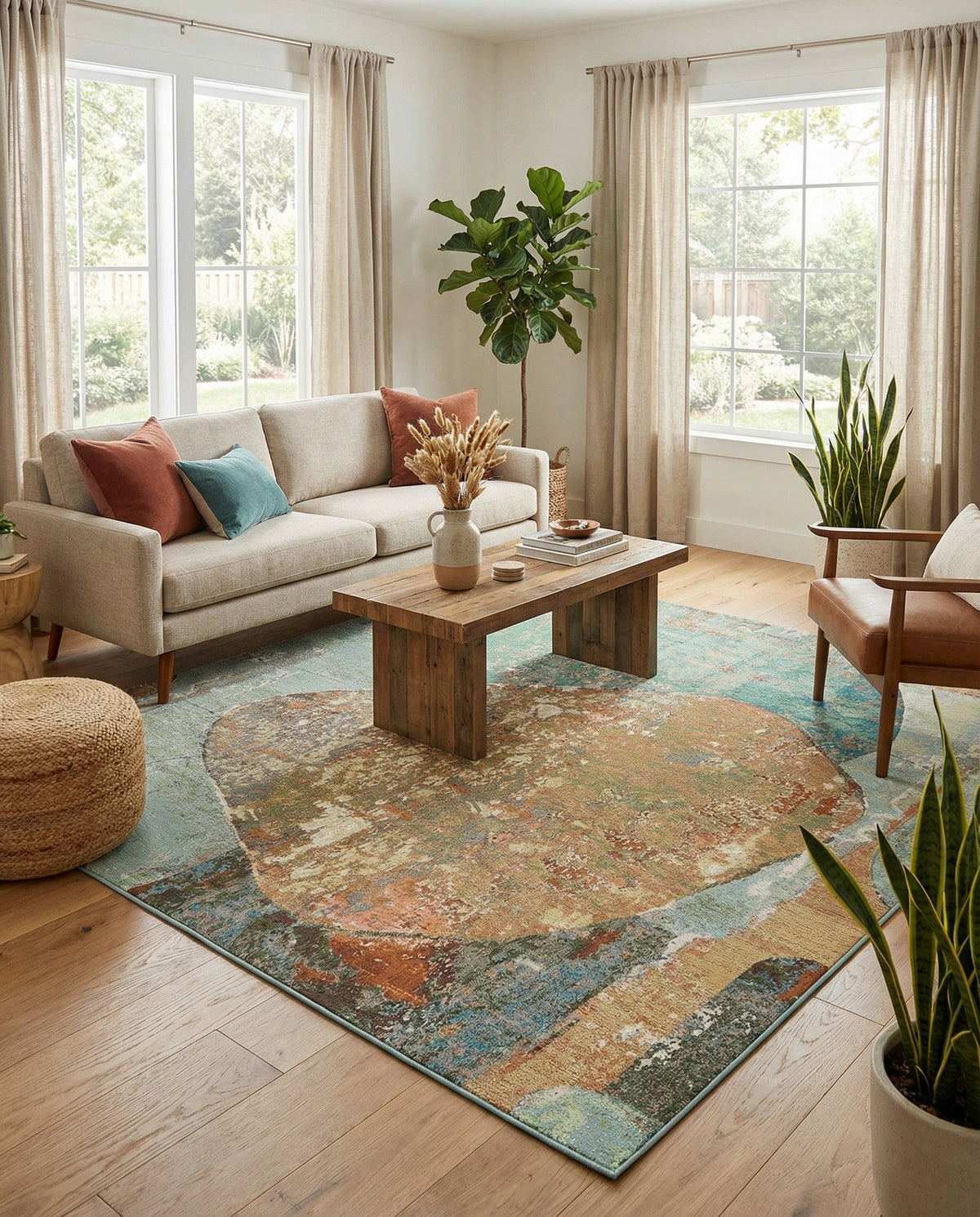 Urban Terrace Collection Area Rug -  Portico Square Multi  lifestyle 88
