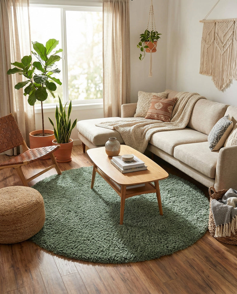 Alpine Plush Collection Area Rug -  Cortina (Sage) Round Sage  lifestyle 31