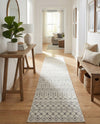 Mediterranean Lattice Collection Area Rug - Santorini (Ivory and Gray) Runner Ivory and Gray  lifestyle 36
