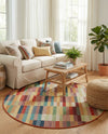 Coastal Terrace Collection Area Rug -  Harbor Round Multi  lifestyle 65