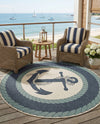 Seaside Haven Rugs Collection Area Rug -  Coralreef Round Navy Blue  lifestyle 94