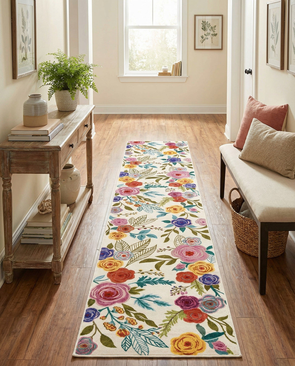 Meadow Breeze Collection Area Rug -  Petal Runner Ivory  lifestyle 151