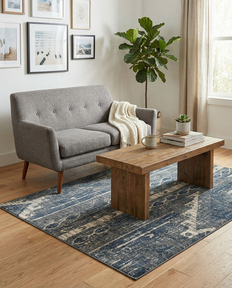 Cascade Range Collection Area Rug - Hood (Blue Gray) Rectangle Blue Gray  lifestyle 8