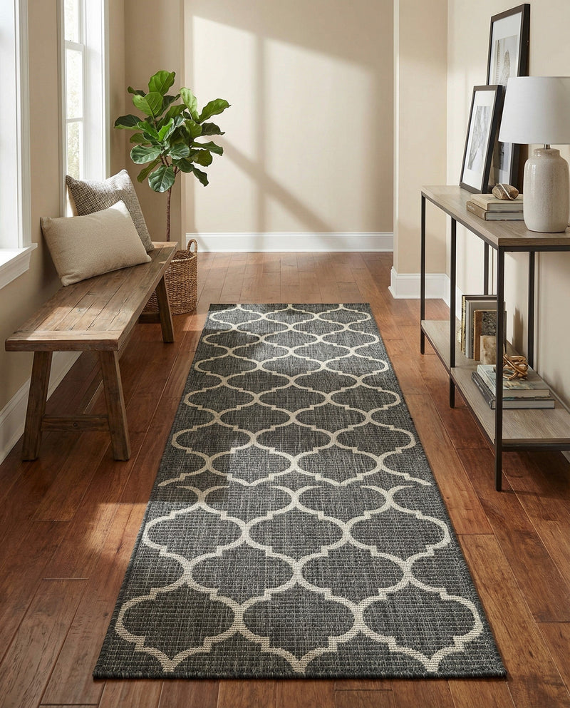 Savannah Pergola Collection Area Rug - Arbor (Black) Runner Black  lifestyle 26