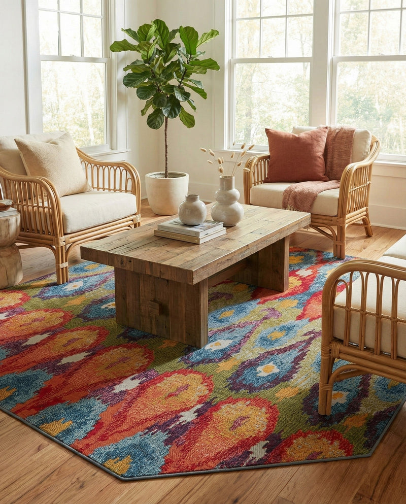Urban Terrace Collection Area Rug -  Compass Octagon Multi  lifestyle 63
