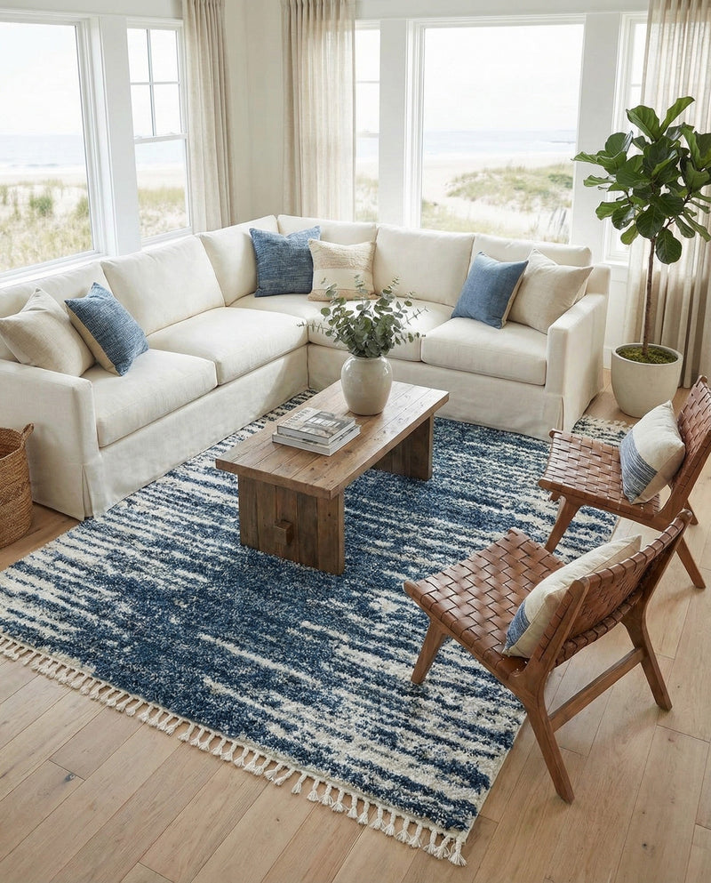 Tranquil Tides Shag Collection Area Rug - Marina Rectangle Blue  lifestyle 61