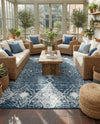 Aegean Elegance Washables Collection Area Rug -  Naxos Rectangle Navy Blue  lifestyle 28