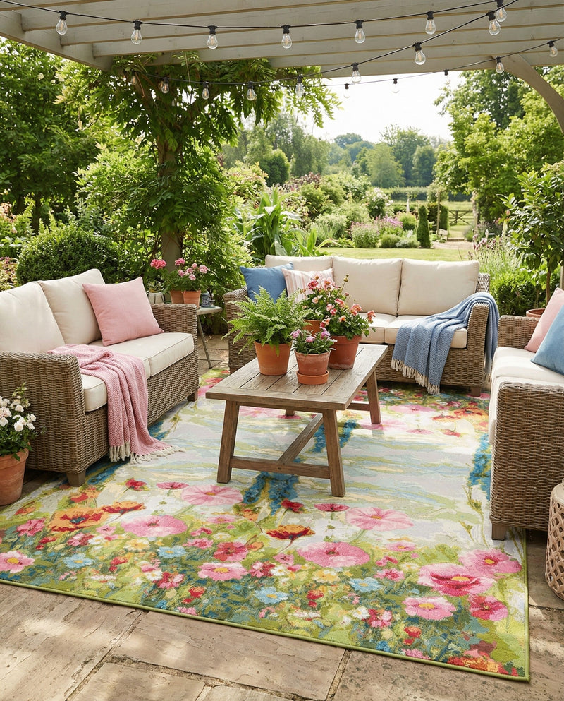 Seaside Blooms Collection Area Rug -  Amalfi Rectangle Multi  lifestyle 26
