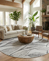 Seaside Blooms Collection Area Rug -  Evergreen (Charcoal Ivory) Round Charcoal Ivory  lifestyle 17
