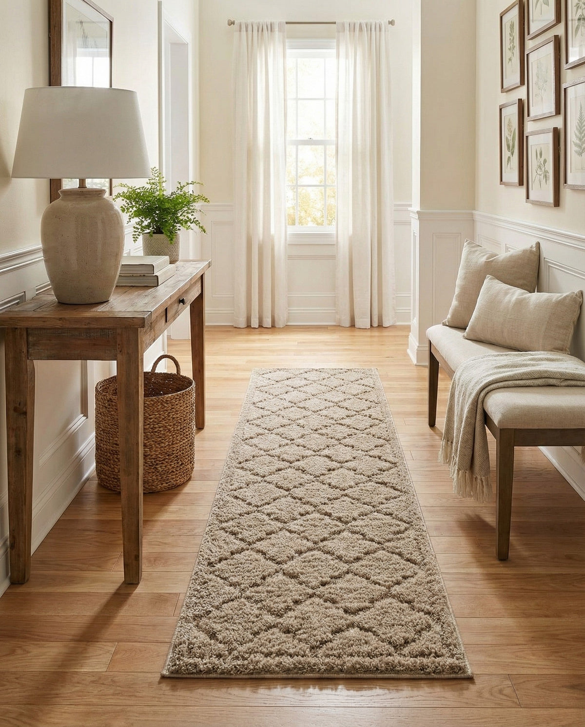 Trellis Haven Collection Area Rug -  Havencrest Runner Beige  lifestyle 101