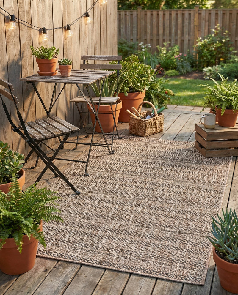 Seaside Stripes Collection Area Rug -  Boardwalk (Natural) Rectangle Natural  lifestyle 11