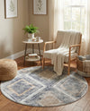 Aegean Elegance Collection Area Rug -  Rhodes Round Gray Cream  lifestyle 78