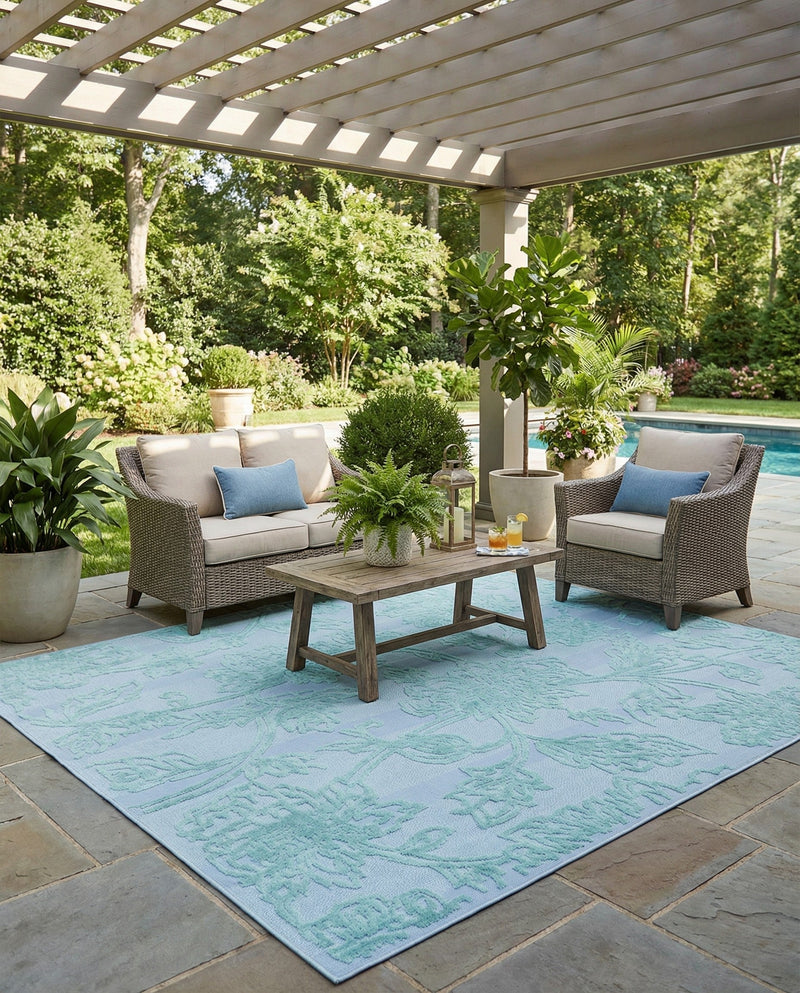 Bahama Breeze Outdoor Collection Area Rug -  Eleuthera Rectangle Navy Blue  lifestyle 35