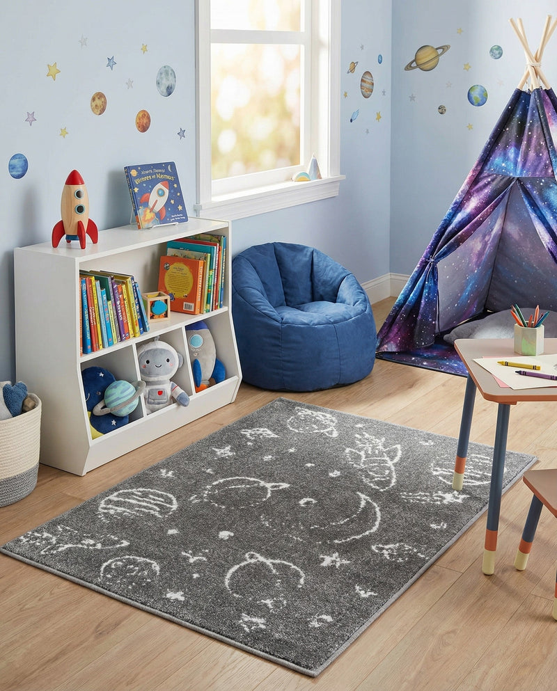 Wonder Tykes Collection Area Rug -  Jigsaw Rectangle Gray  lifestyle 6