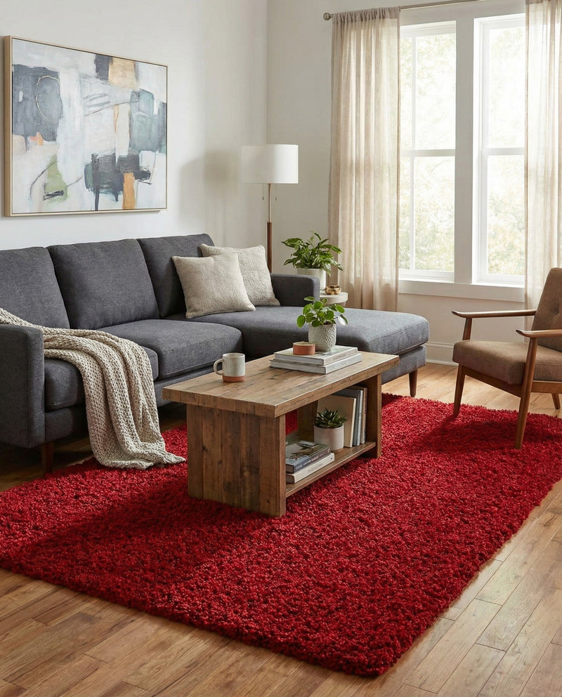 Plush Oasis Collection Area Rug - Serenity (Cherry Red) Rectangle Cherry Red  lifestyle 13