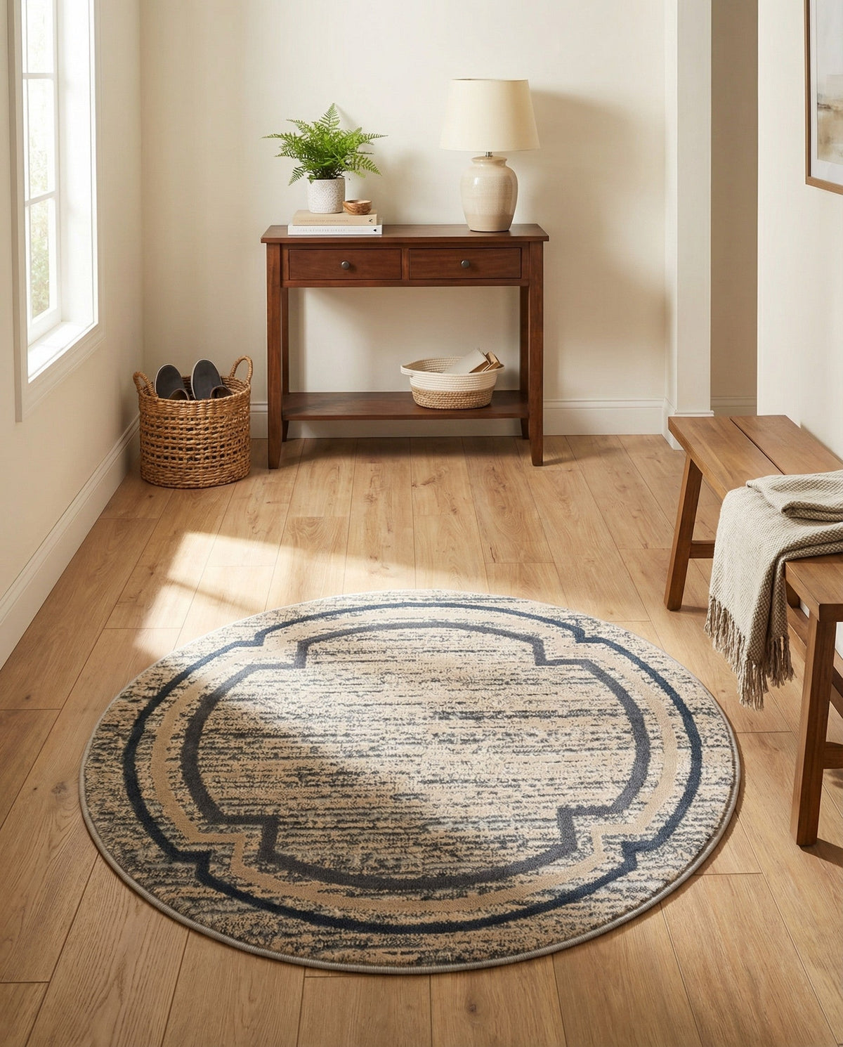 Serenity Sands Collection Area Rug -  Hushhaven Round Gray  lifestyle 102