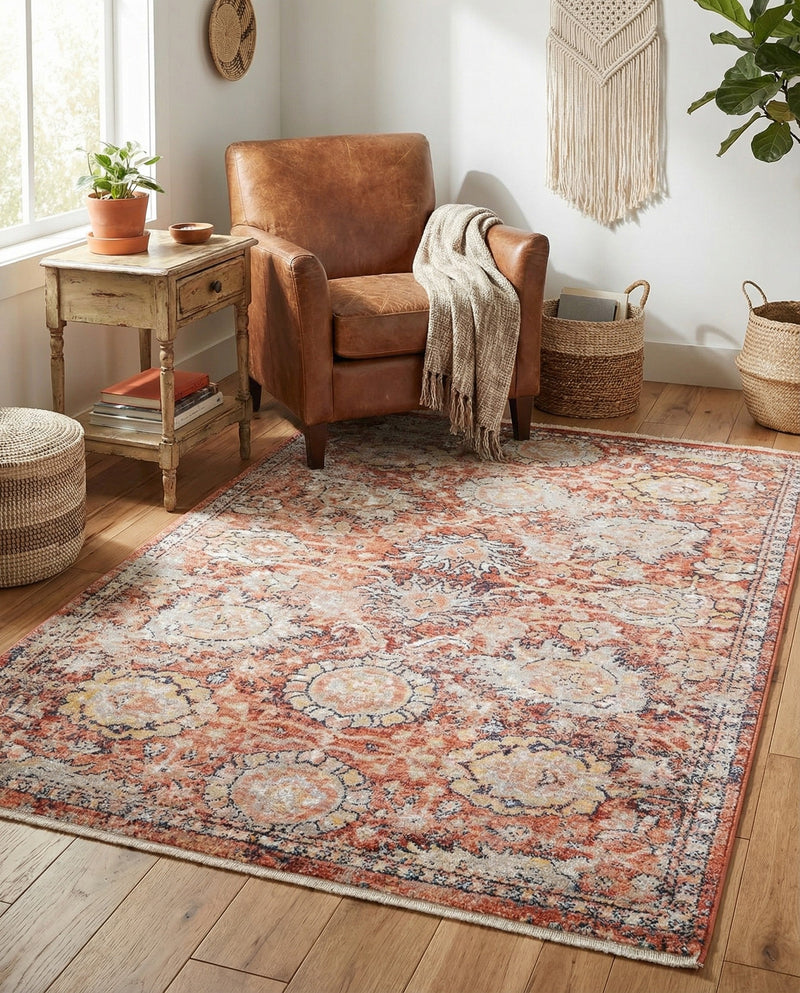 Seville Stripes Collection Area Rug -  Cordoba (Brick Red) Rectangle Brick Red  lifestyle 20